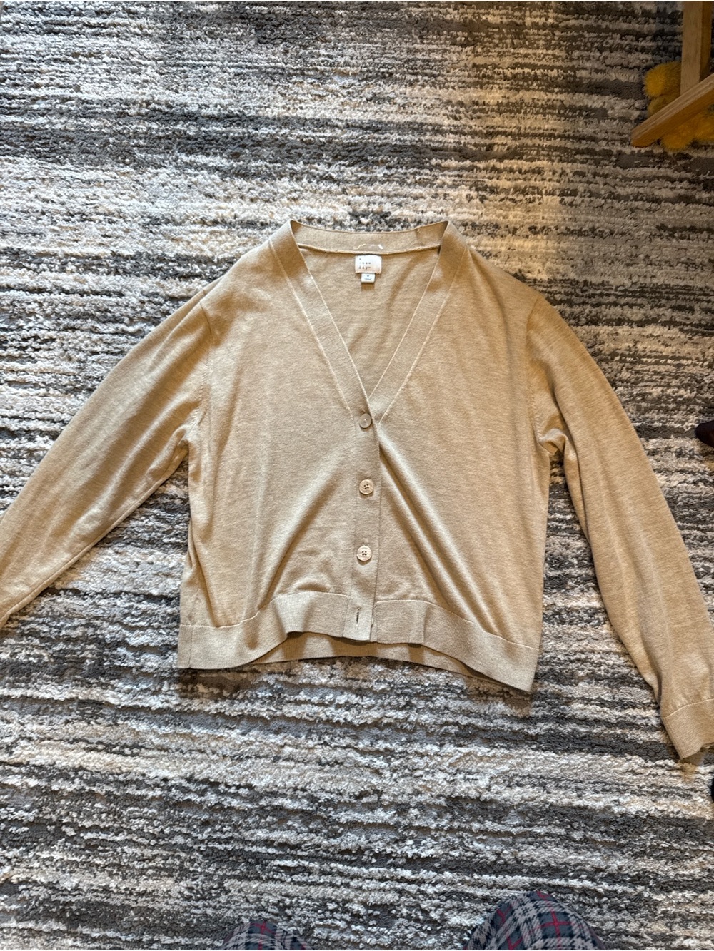 COS Lightweight Beige V-Neck Button Cardigan